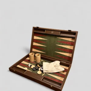 Backgammon – Vihreä, luonnonvärinen ja punainen korkki